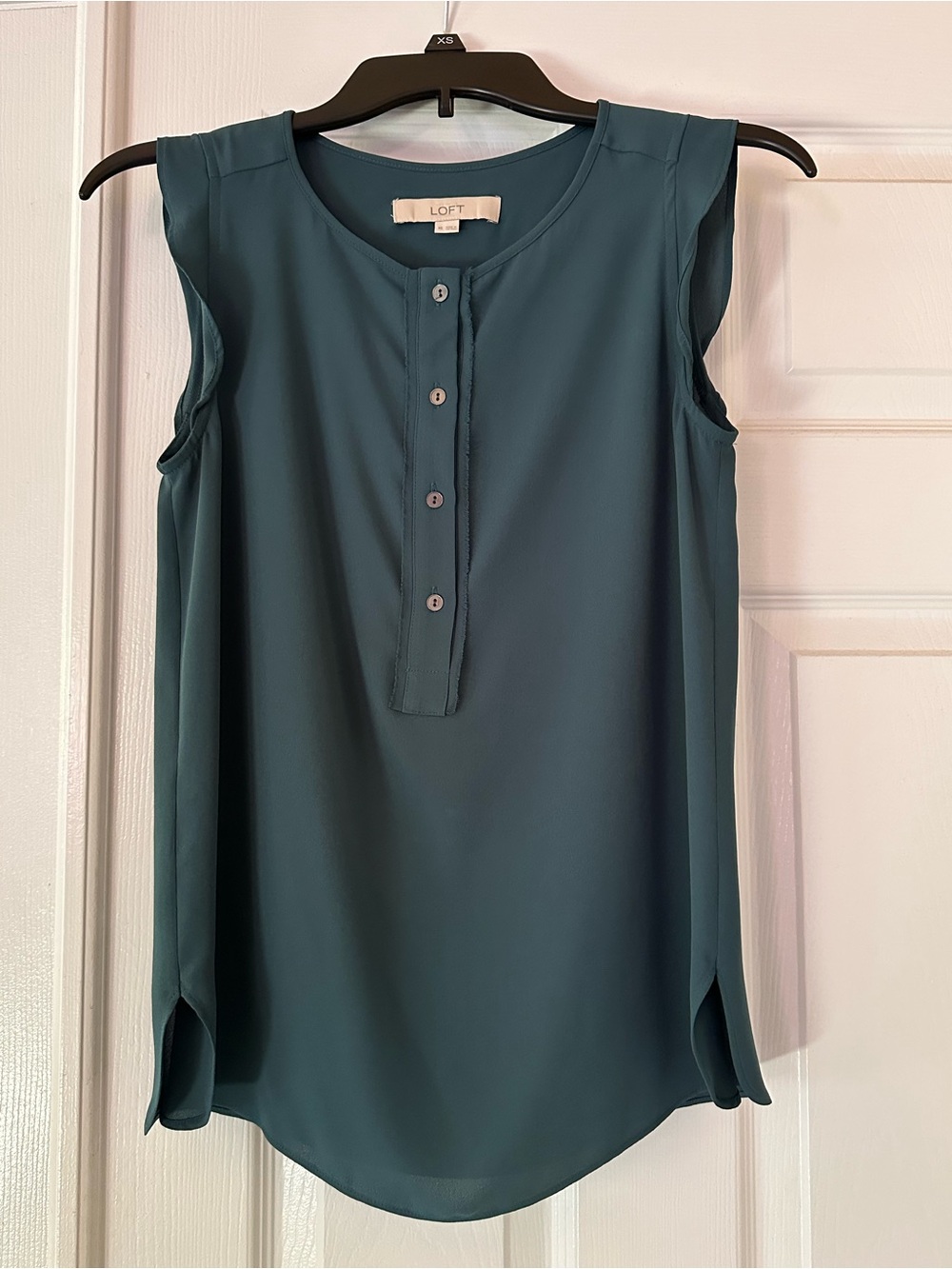 LOFT Teal Button-Front Sleeveless Henley Camisole